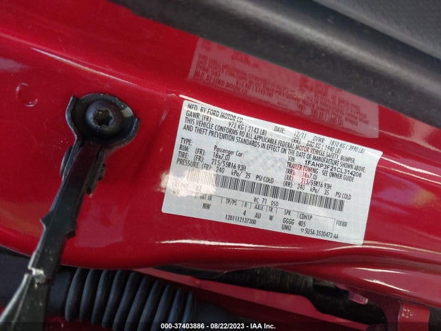 2012 FORD FOCUS SE VIN: 1FAHP3F21CL314208