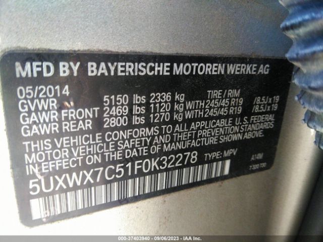 5UXWX7C51F0K32278 BMW X3 Xdrive35i