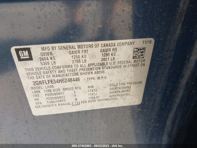 Chevrolet EQUINOX LT 2017 2GNFLFE34H6248446 Image 9