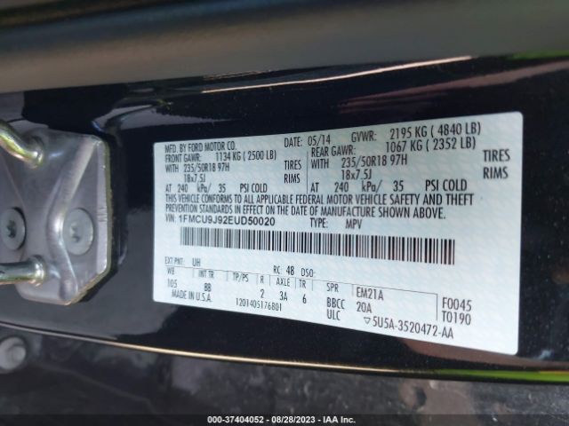 1FMCU9J92EUD50020 Ford Escape Titanium