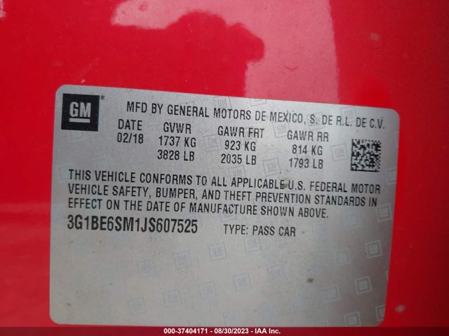 Chevrolet CRUZE LT 2018 3G1BE6SM1JS607525 Image 9