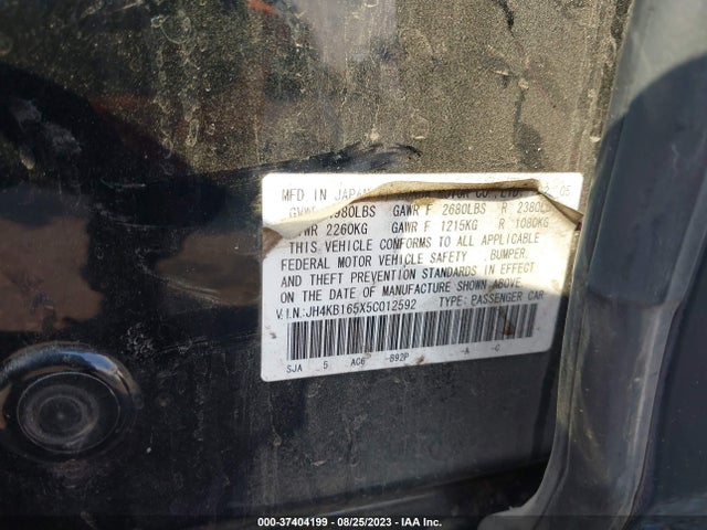 2005 ACURA RL VIN: JH4KB165X5C012592