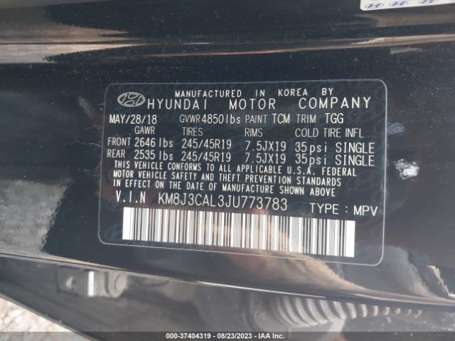 KM8J3CAL3JU773783 Hyundai Tucson Sport