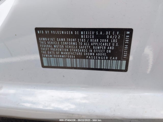 3VWGM7BU6NM015664 Volkswagen JETTA SEL