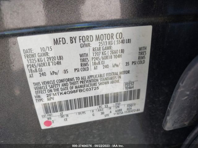 2FMTK4G98FBC03725 Ford EDGE SE