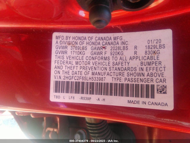 Honda Civic Sedan Lx 2020 2HGFC2F65LH533987 Image 16