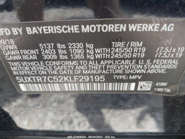 5UXTR7C52KLF29195 BMW X3 Sdrive30i