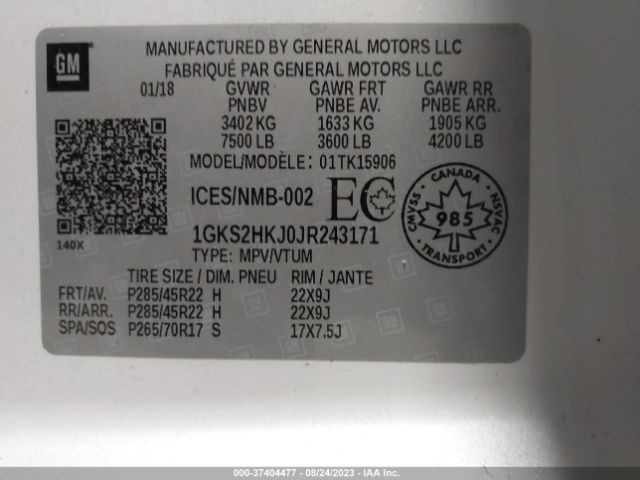 1GKS2HKJ0JR243171 GMC YUKON XL DENALI