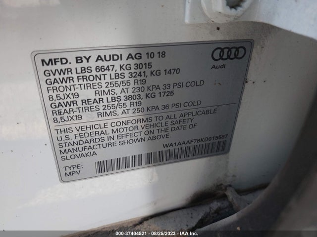 WA1AAAF78KD015587 Audi Q7 Premium/se Premium