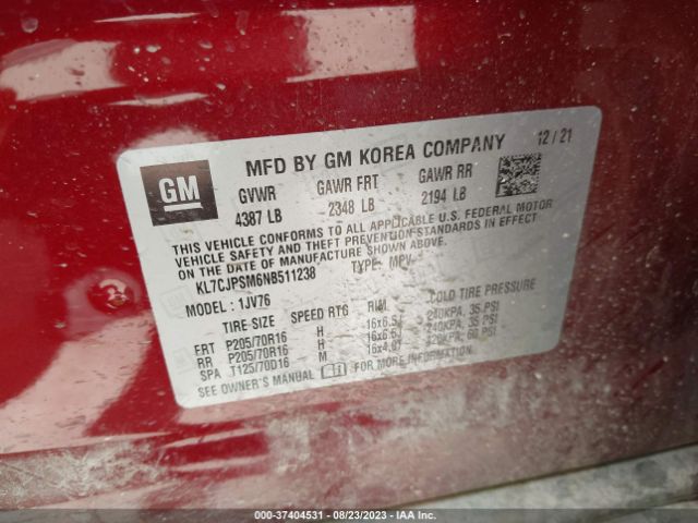 2022 CHEVROLET TRAX KL7CJPSM6NB511238 Photo 8