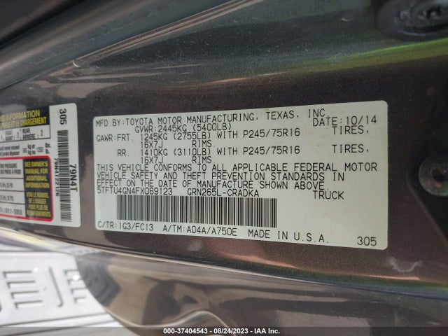 Toyota Tacoma Prerunner 2015 5TFTU4GN4FX069123 Image 9