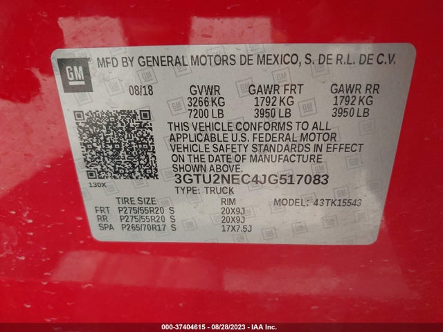 GMC Sierra 1500 Slt 2018 3GTU2NEC4JG517083 Image 9