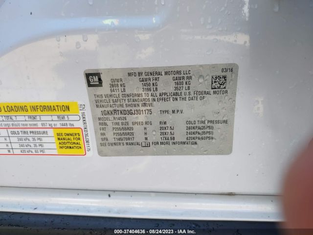 1GKKRTKD3GJ301175 GMC Acadia Denali