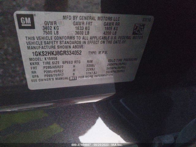 1GKS2HKJ8GR334052 GMC YUKON XL DENALI