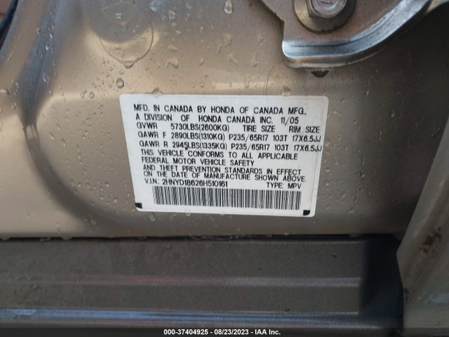 2006 Acura Mdx Touring მანქანა იყიდება აუქციონზე, vin: 2HNYD18626H510161, აუქციონის ნომერი: 37404925