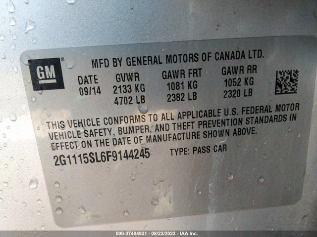 Chevrolet IMPALA LT 2015 2G1115SL6F9144245 Image 9