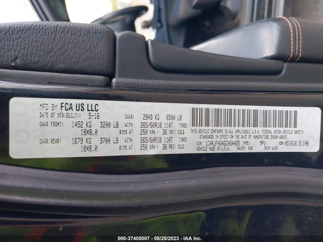 1C4RJFAG4GC454425 Jeep Grand Cherokee 75th Anniversary