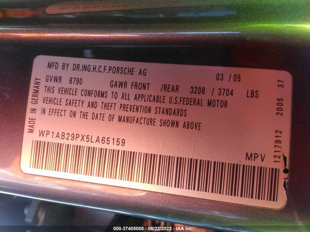 2005 PORSCHE CAYENNE WP1AB29PX5LA65159 Photo 8