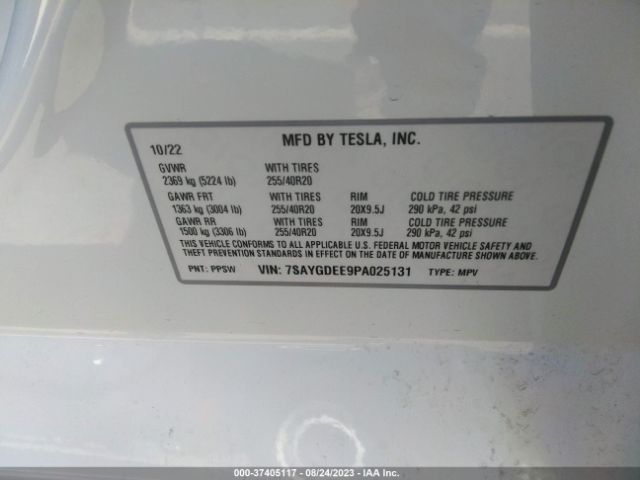 7SAYGDEE9PA025131 Tesla Model Y Long Range
