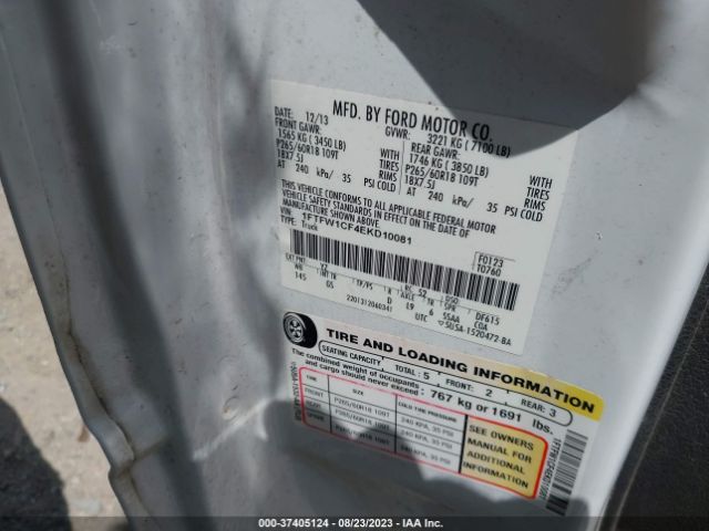 1FTFW1CF4EKD10081 Ford F-150 Xl/stx/xlt/fx2/lariat
