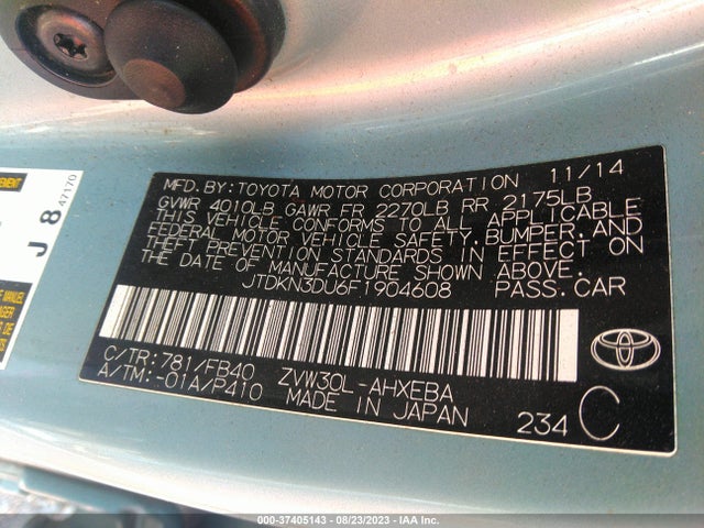 Toyota Prius Four 2015 JTDKN3DU6F1904608 Image 9