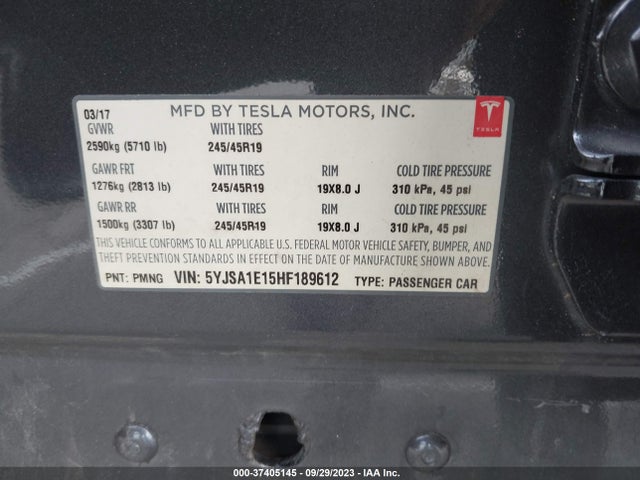 5YJSA1E15HF189612 Tesla Model S 60/75
