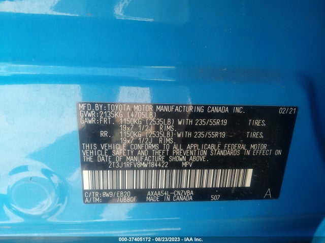 Toyota Rav4 Adventure 2021 2T3J1RFV8MW184422 Image 15