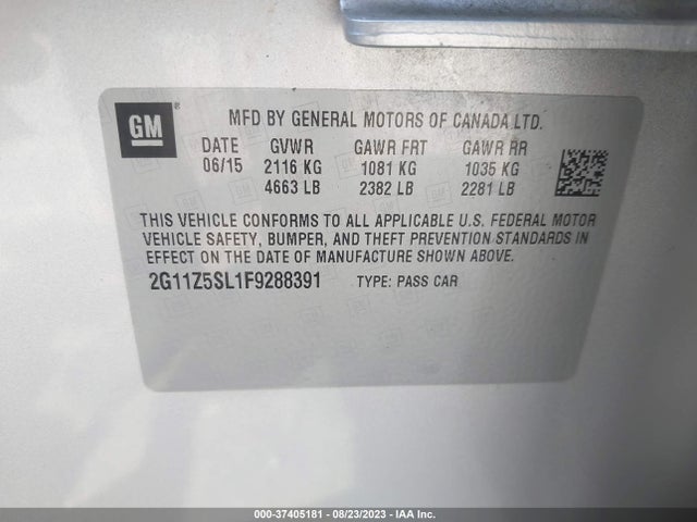 Chevrolet IMPALA LS 2015 2G11Z5SL1F9288391 Image 9