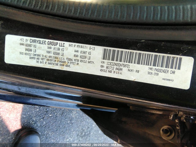 2013 DODGE AVENGER SE V6 VIN: 1C3CDZAG5DN750721