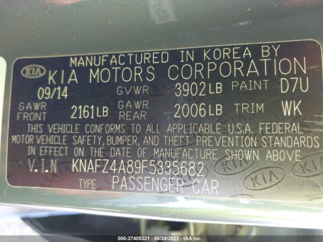 KNAFZ4A89F5335682 KIA FORTE EX