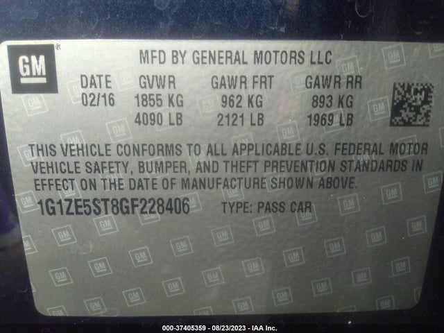 Chevrolet MALIBU LT 2016 1G1ZE5ST8GF228406 Image 8