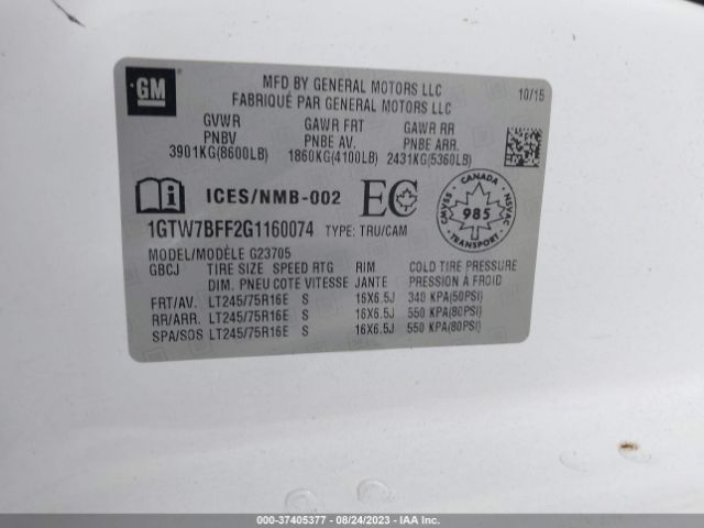 1GTW7BFF2G1160074 GMC Savana 2500 Work Van
