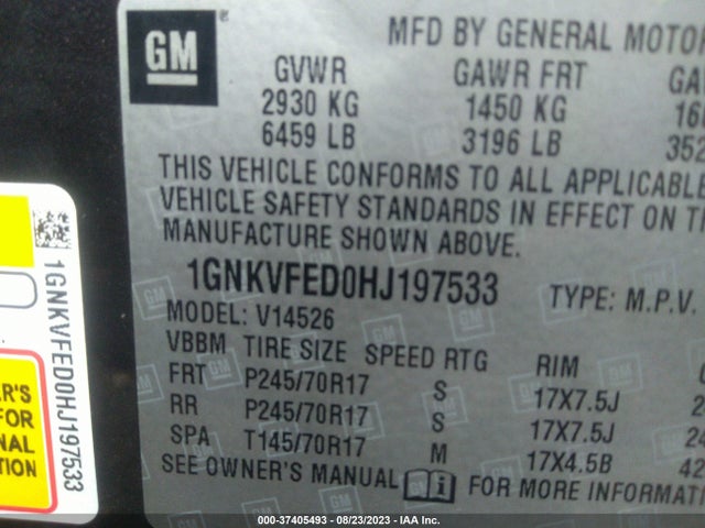 Chevrolet Traverse Ls 2017 1GNKVFED0HJ197533 Image 9