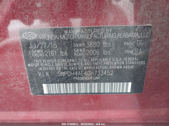 Hyundai ELANTRA SE 2016 5NPDH4AE4GH733452 Image 9