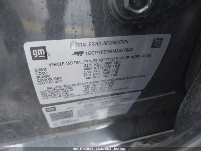 Chevrolet Silverado 1500 Lt Trail Boss 2021 1GCPYFED9MZ427846 Image 9