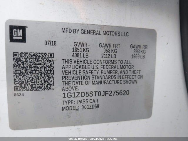 Chevrolet MALIBU LT 2018 1G1ZD5ST0JF275620 Image 9