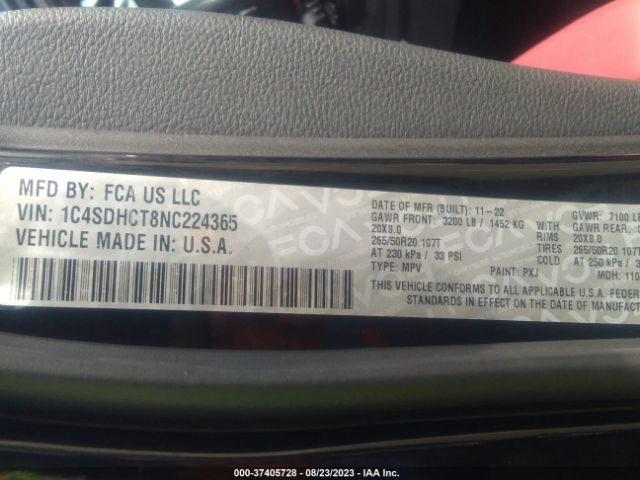 1C4SDHCT8NC224365 Dodge Durango R/t
