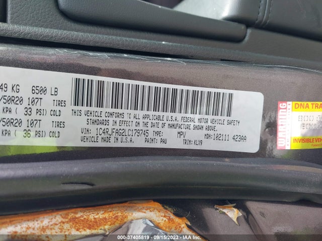 2020 JEEP GRAND CHEROKEE ALTITUDE VIN: 1C4RJFAG2LC179745