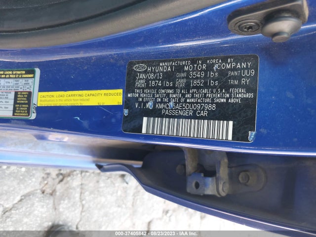 2013 HYUNDAI ACCENT SE VIN: KMHCU5AE5DU097988