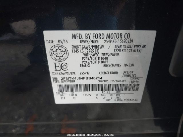 2FMTK4J84FBB46214 Ford EDGE SEL