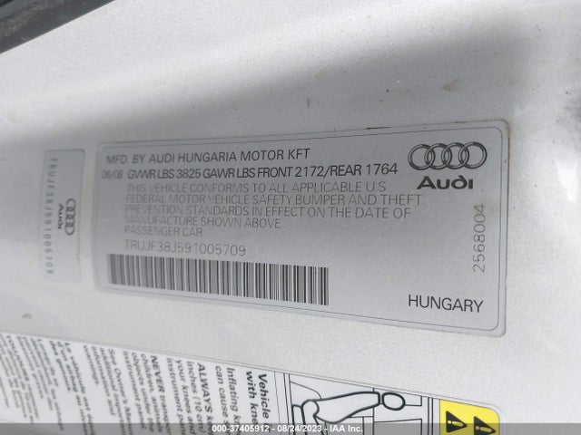 2009 AUDI TT PREM PLUS/PRESTIGE VIN: TRUJF38J591005709