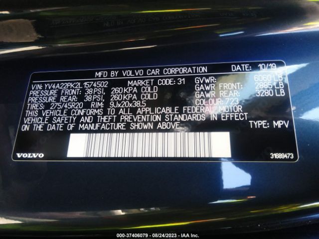 YV4A22PK2L1574502 Volvo Xc90 T6 Momentum 7 Passenger