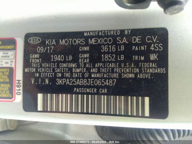 3KPA25AB8JE065487 KIA Rio 5-door Lx