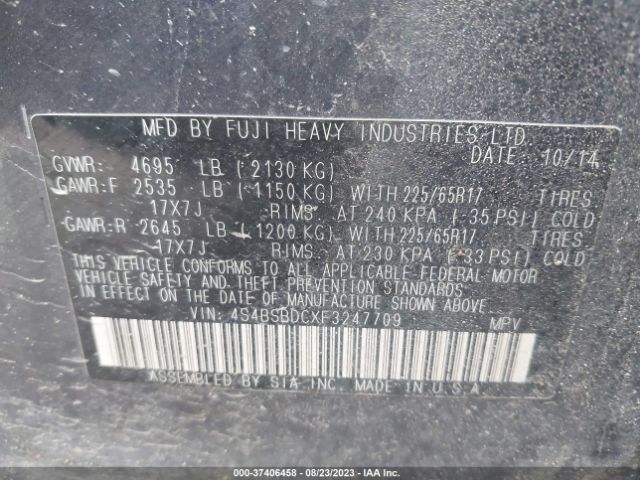 4S4BSBDCXF3247709 Subaru Outback 2.5i Premium