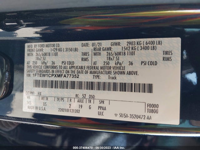 Ford F-150 Xl/xlt/lariat 2021 1FTEW1CPXMFA77352 Image 16