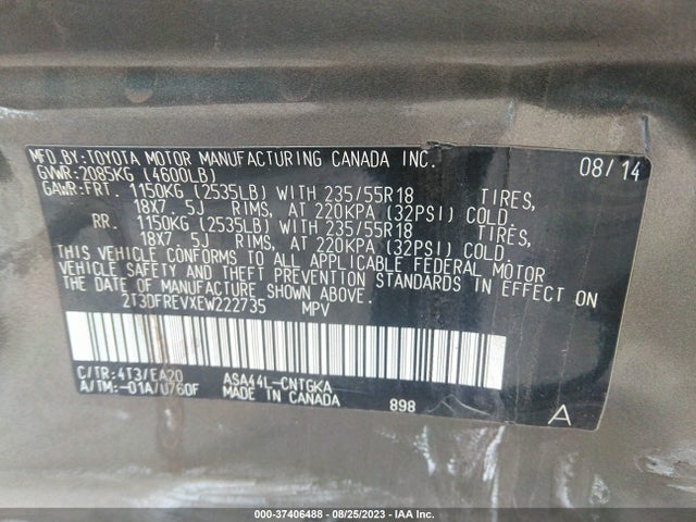 Toyota Rav4 Limited 2014 2T3DFREVXEW222735 Image 15