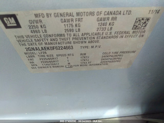 Chevrolet EQUINOX LS 2015 2GNALAEK0F6224663 Image 9