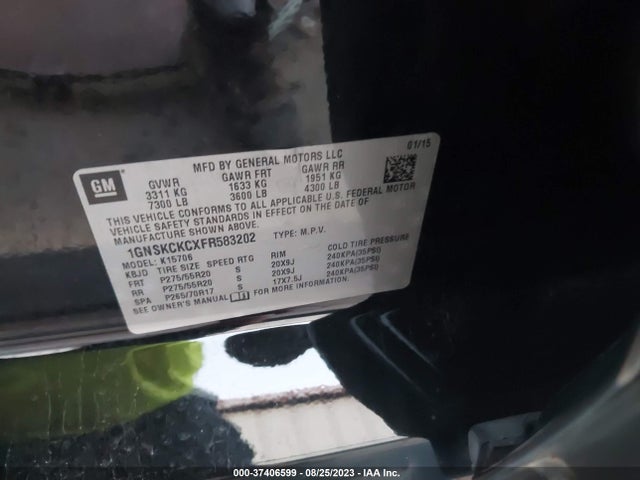 Chevrolet Tahoe Ltz 2015 1GNSKCKCXFR583202 Image 9