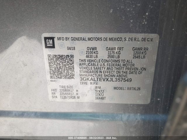 3GKALTEVXJL357549 GMC Terrain Sle