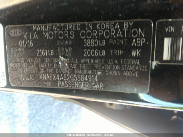 KNAFX4A62G5584914 KIA FORTE LX